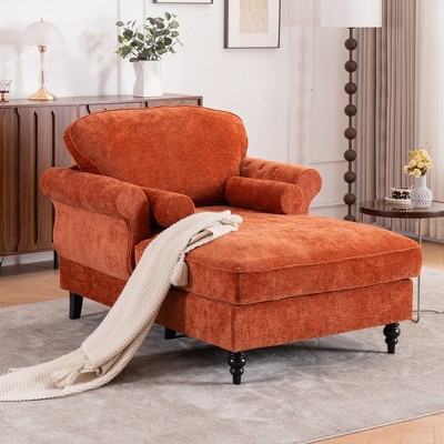 Hrinhom 43.3" W Chaise Lounge, Modern Chenille Sleeper Sofa Bed,Accent Armchair