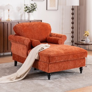 Hrinhom 43.3" W Chaise Lounge, Modern Chenille Sleeper Sofa Bed,Accent Armchair - 1 of 4