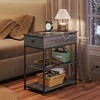 Side Table with 2 USB Ports and 2 Outlets, Flip Top End Table with Drawer and Storage Shelves, End Stand with Charging Station - 3 of 4