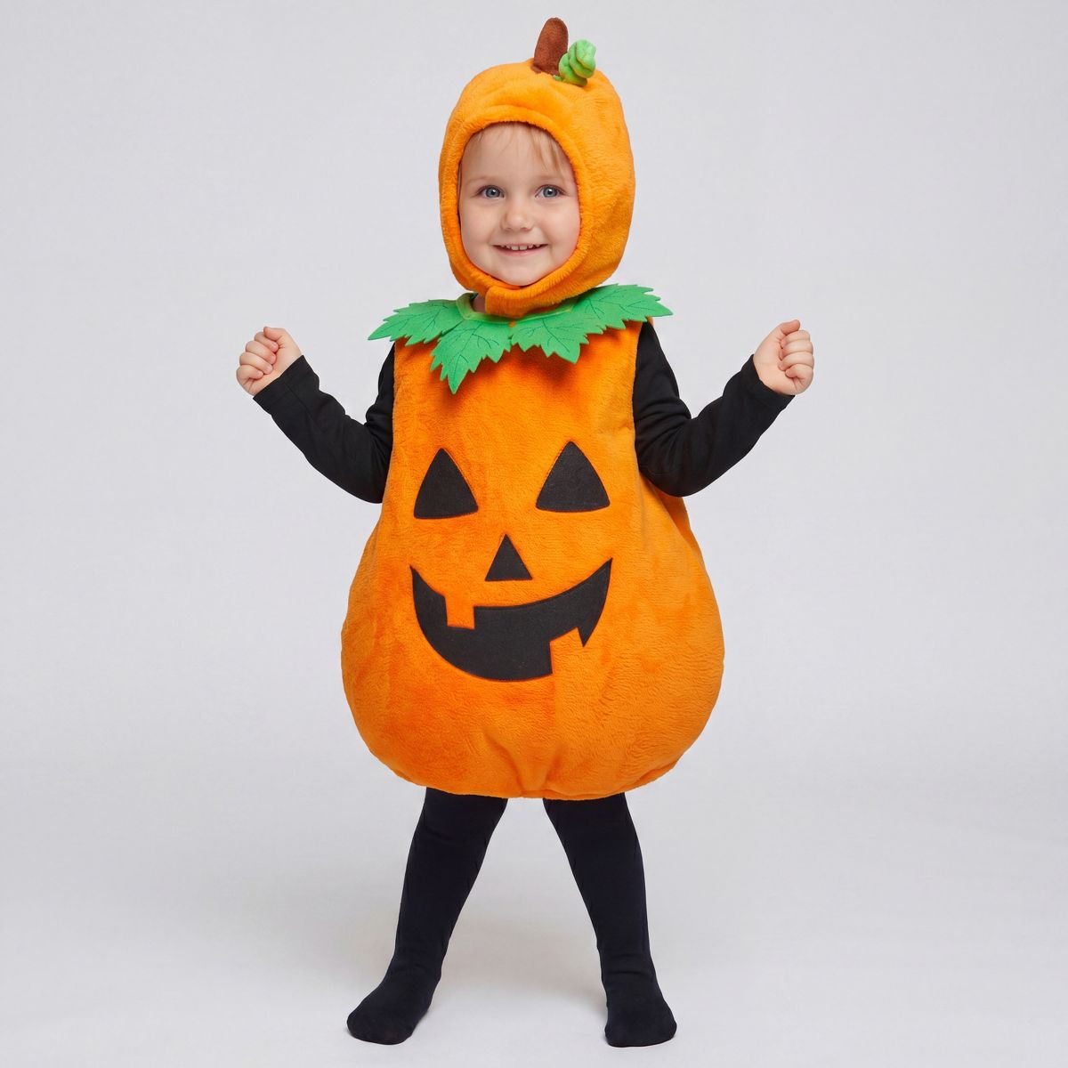 Joyfy Baby Halloween Pumpkin Costume Set, Cute Pumpkin Costume with Hood for Infants Halloween Dressup Party - thumbnail 2