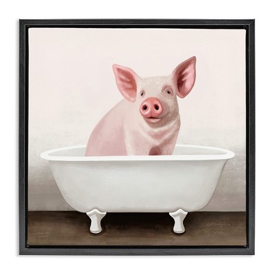 Stupell Industries Pink Farm Pig in Country Bath Tub, 18" x 18"