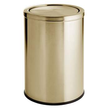 mDesign Small Round Metal 4.8 Gallon Covered Bathroom Swing Lid Trash Can