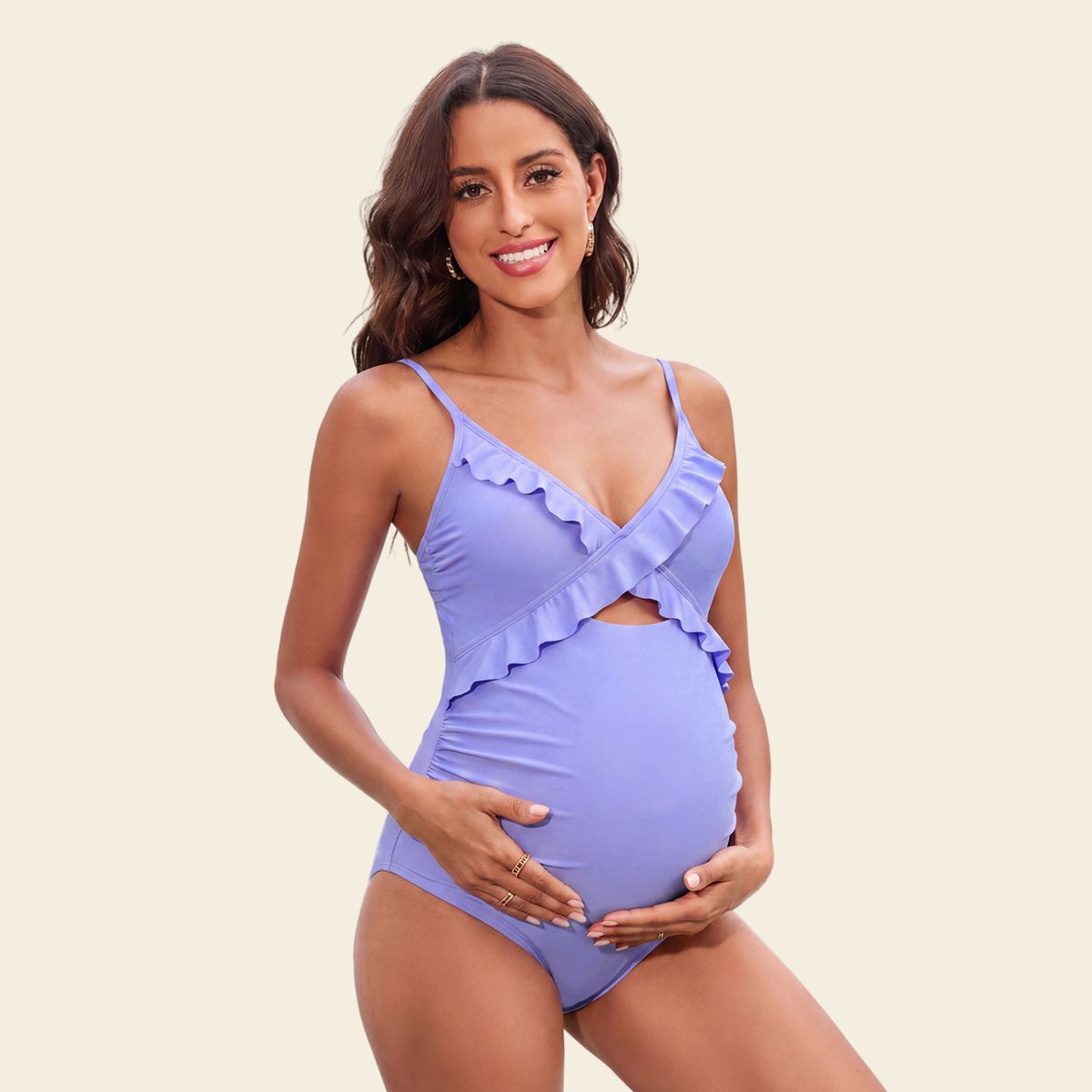 Cupshe Women's Materinity One-Piece Swimsuit With Ruffle Details