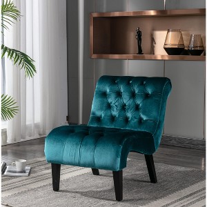 NicBex Modern Ergonomic Accent Chair, Velvet Fabric Recliner Chair with Back and Wood Legs for Living Room, Bedroom - 1 of 4
