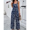 Women's Printed Jumpsuit Square Neck Overalls Loose Fit Wide Leg Jumpsuit With Pockets - 2 of 4