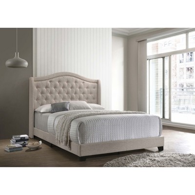 TiramisuBest Copper Beige Upholstered Bed, 81x60x56 inches, 72 lbs