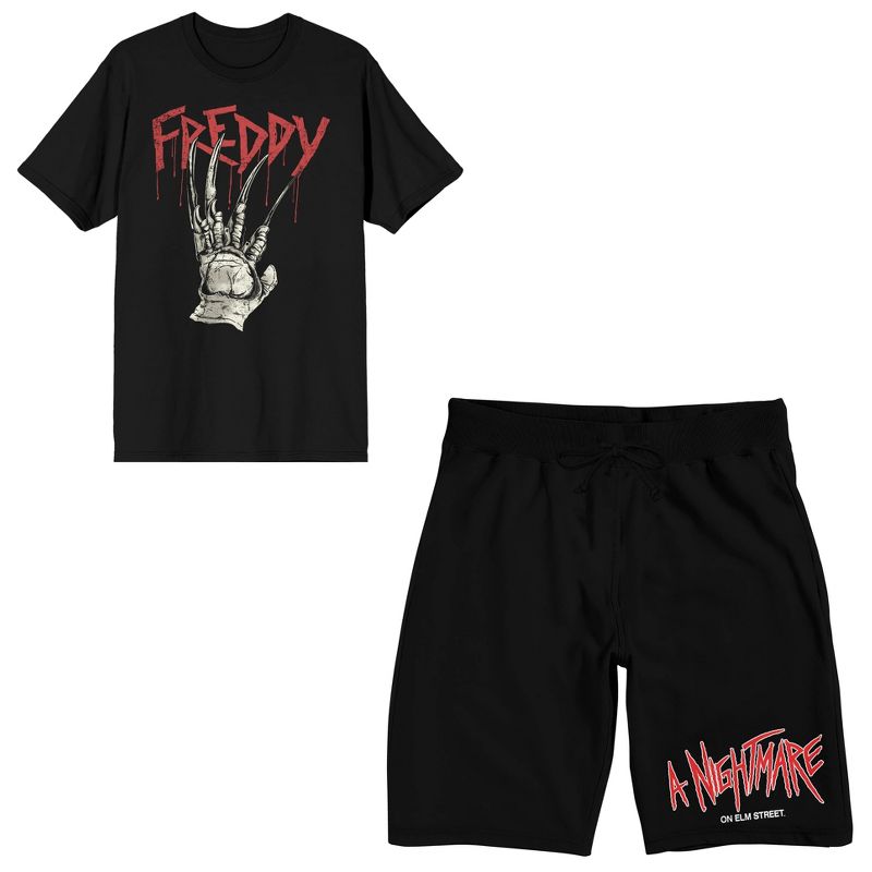 A Nightmare On Elm Street Freddy Claws Men's Short Sleeve Shirt & Sleep Shorts Set, 1 of 6