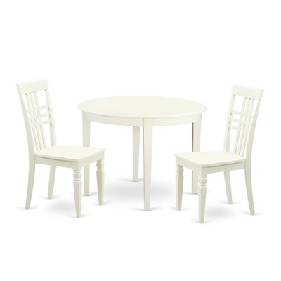 Linen White 3-Piece Wood Dining Set with Upholstered Chairs