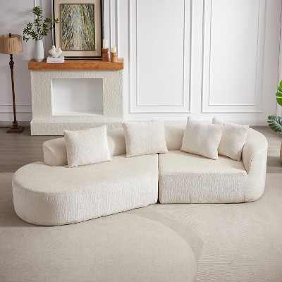 NicBex Couches for Living Room 114" Oversized Sectional Sofa Chenille Modern Upholstered 4-seater Curved Cloud Sofa Couch with Throw Pillows