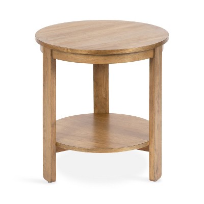 Natural Medium Wood Round Accent Table with Two Tiers