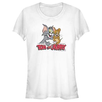 Tom & Jerry Spike Chasing Tom Crew Neck Short Sleeve Boys\' White T-shirt-small  : Target