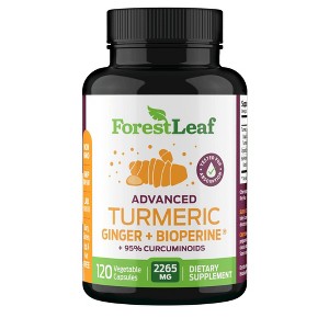 Forest Leaf Turmeric, Ginger & Bioperine Formula, 2265mg per Serving, with 95% Curcuminoids - 120 Capsules - 1 of 4