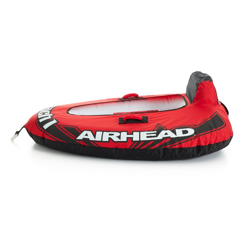 Airhead Mach 1 Inflatable Single Rider Towable Lake, Ocean, or River Water Tube Float with Secure Holding Handles and Boston Valve, Red, 2 of 7
