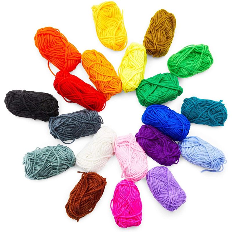 Bright Creations 20 Pack Colorful Acrylic Skein Kit, Medium #4 Yarn for Knitting and Crafts (21 Yards), 1 of 7