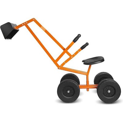 Costzon Kids Ride-on Digger, Heavy-Duty Steel Excavator with 360° Rotating Seat & 4 Wheels, Outdoor Sandbox Toy for Sand, Dirt, Snow