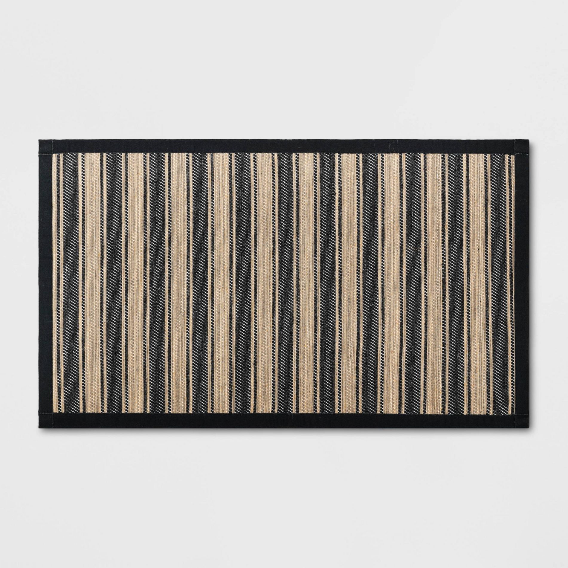 34" x 20" Vintage Striped Kitchen Rug Black/Brown - Threshold™: Skid-Resistant Indoor Runner Mat, Machine Washable