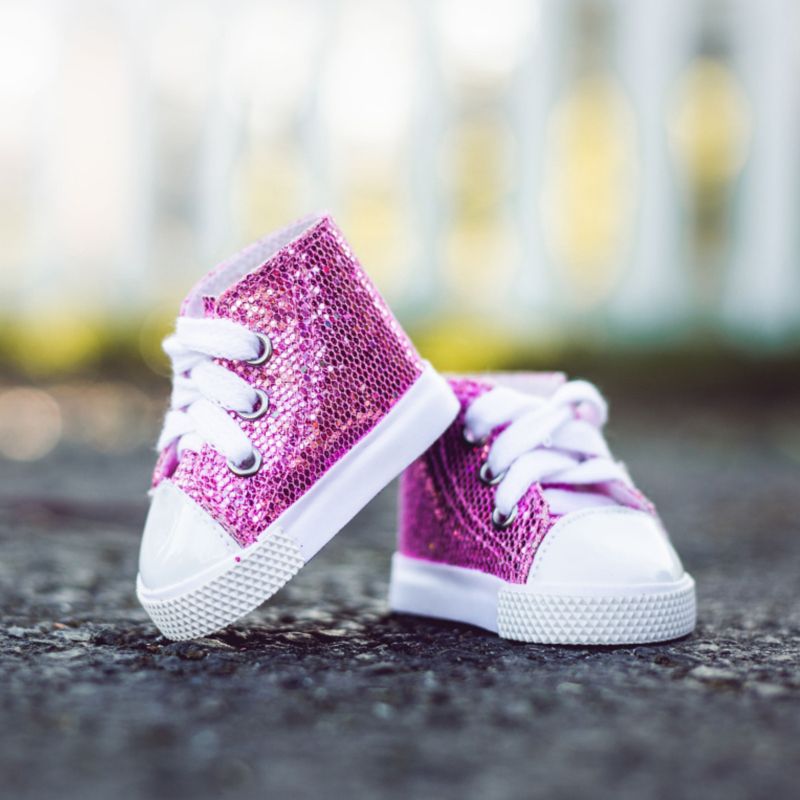 The Queen's Treasures 18 Inch Doll  Pink Sparkle Sneakers and Shoe Box, 2 of 10