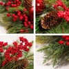 24 Inch Wreaths Front Door Classic Red and Green Farmhouse Xmas Wreath with Large Pinecones Red Berries Balls - 3 of 4