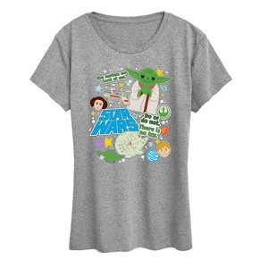 Women's - Star Wars - Yoda Stickers Short Sleeve Graphic T-Shirt - 1 of 4