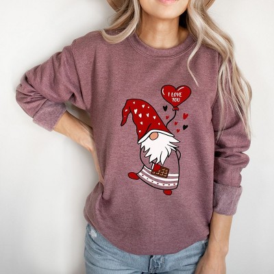 Simply Sage Market Women's Graphic Sweatshirt Valentine Gnome Heart