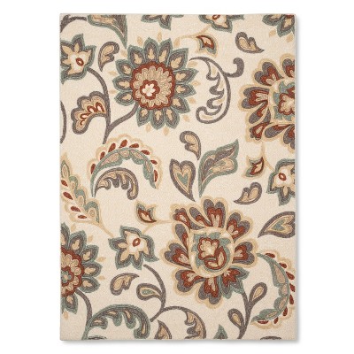 Maples 4'x5'6" Paisley Floral Washable Area Rug Tan