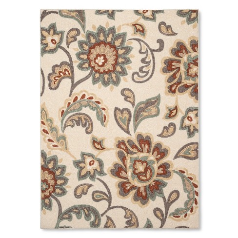 Maples 4'x5'6 Paisley Floral Washable Area Rug Tan : Target