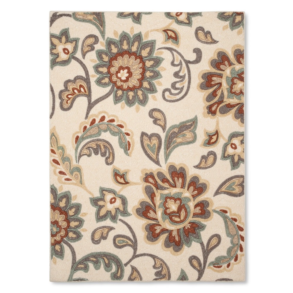 Photos - Area Rug Maples 4'x5'6" Paisley Floral Washable  Tan