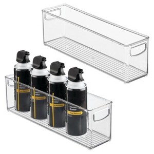 iDesign Plastic Stackable Pantry Bin with Handles, Set of 2, Clear, Made in USA - 1 of 4