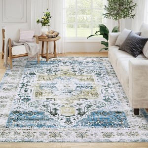 Area Rug, Rugs for Living Room, Non Slip Stain Resistant Kitchen Rug, Vintage Distressed Accent Rug - 1 of 4