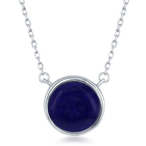 Bella Silver Sterling Silver, Natural Stone Necklace - Lapis - Blue - 17.5 Inch - 1 of 2