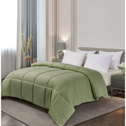 JEAREY Down Alternative Comforter Green Solid Reversible Twin