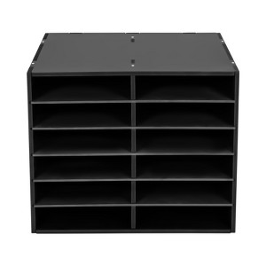YIYIBYUS Desktop Literature Organizer Adjustable File Sorter 12 Compartment, Black - 1 of 4