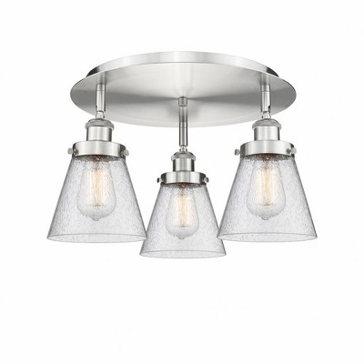 Cone - 3 Light Flush Mount In Art Deco Style-9.25 Inches Tall and 18 Inches Wide
