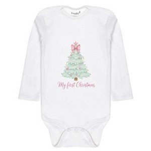 Everyday Kids Christmas Collection My First Christmas Pastel Tree Baby Onesie – Graphic Bodysuit - 1 of 4