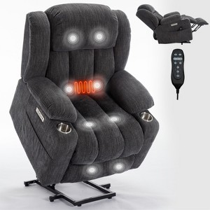 CLIHOME Chenille Power Lift Recliner Chair, Heavy Duty Motion Mechanism with 8-Point Vibration Massage and Lumbar Heating, USB and Type-C Ports - 1 of 4