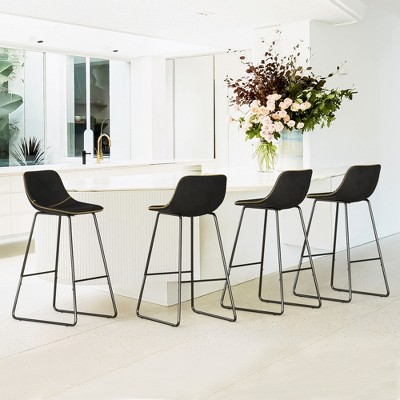 Arceso Bar Stools Set of 4, 30 Inch Faux Leather Barstools, Modern Counter Height Stools , Armless Counter Chairs for Kitchen Island