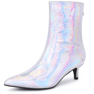 Perphy Women's Pointy Toe Side Zip Kitten Heels Ankle Boots - 1 of 3