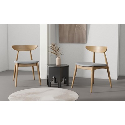 Grungis Polyester Armless Kitchen Chair Set of 2,Upholstered Dining Chairs with Curved Back and Wood Legs for Dining Room,Kitchen