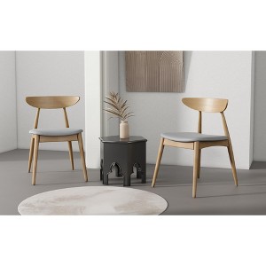 Grungis Polyester Armless Kitchen Chair Set of 2,Upholstered Dining Chairs with Curved Back and Wood Legs for Dining Room,Kitchen - 1 of 4