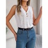 Womens Knit Sweater Tank Tops Casual Summer V Neck Loose Fit Sleeveless Button Pointelle Shirts - 2 of 4