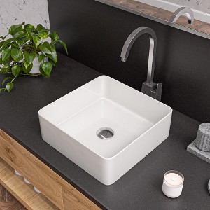 ALFI ABC903-W White 16Inch Modern Square Above Mount Ceramic Sink - 1 of 4
