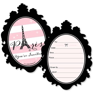 Big Dot of Happiness Paris, Ooh La La - Shaped Invites - Birthday Paris Themed Baby Shower or Birthday Party Invites Cards with Envelopes - Set of 12 - 1 of 4