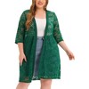 Agnes Orinda Women's Plus Size Lace Hollow Out Open Front 3/4 Sleeve Fall Midi Packs Cardigans - 2 of 4