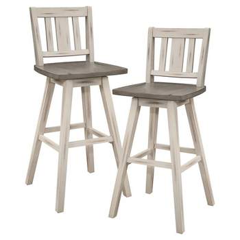 Amsonia Slat Back Bar Height Dining Swivel Chair in White (Set of 2) - Lexicon