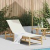 vidaXL Sun Lounger Cream White Bamboo Standard Adjustable Armrests - 2 of 4