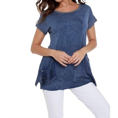 Women's Beaded Short Sleeve Tunic - ANGEL