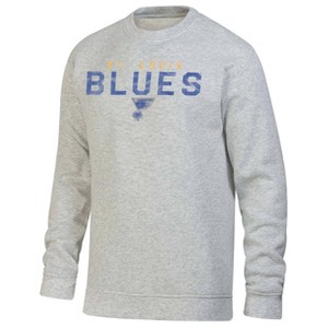 NHL St. Louis Blues Men's Long Sleeve Ash Gray Crew Neck Fleece Hooded Sweatshirt - 1 of 3