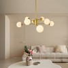 DOMETOUR 35'' Modern 8-Light Gold Chandelier with White Glass Globes, Mid-Century Design Ceiling Light for Dining, Living, or Bedroom (No Bulbs) - 3 of 4