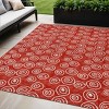 Red And Ivory Geometric Washable Indoor Outdoor Area Rug - 2 of 4