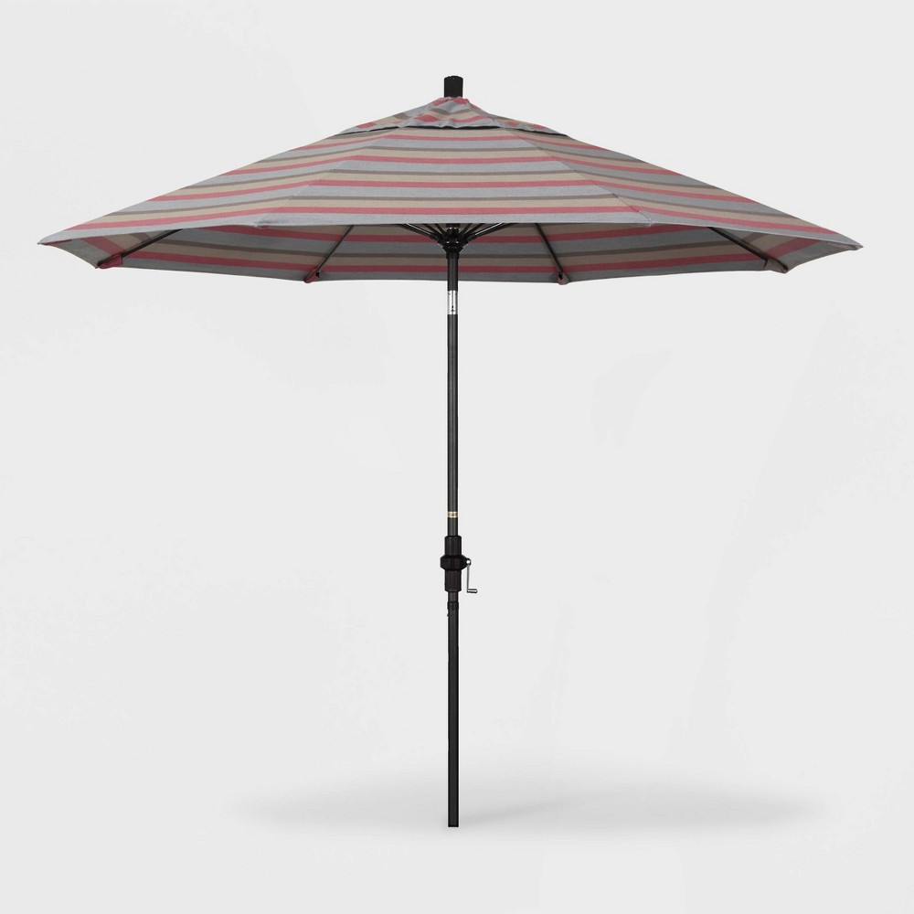 California Umbrella 9 Sun Master Patio Umbrella Collar Tilt Crank Lift Sunbrella Gateway Blush Matte Black Pole